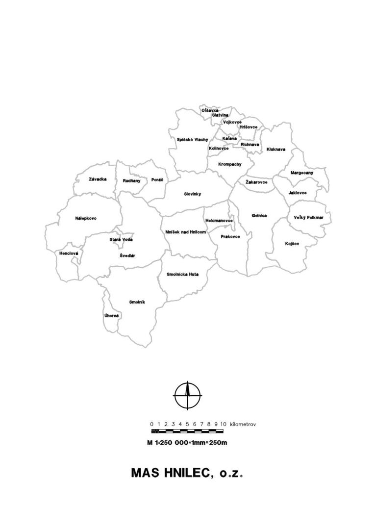 mapa územia MAS HNILEC, o.z.